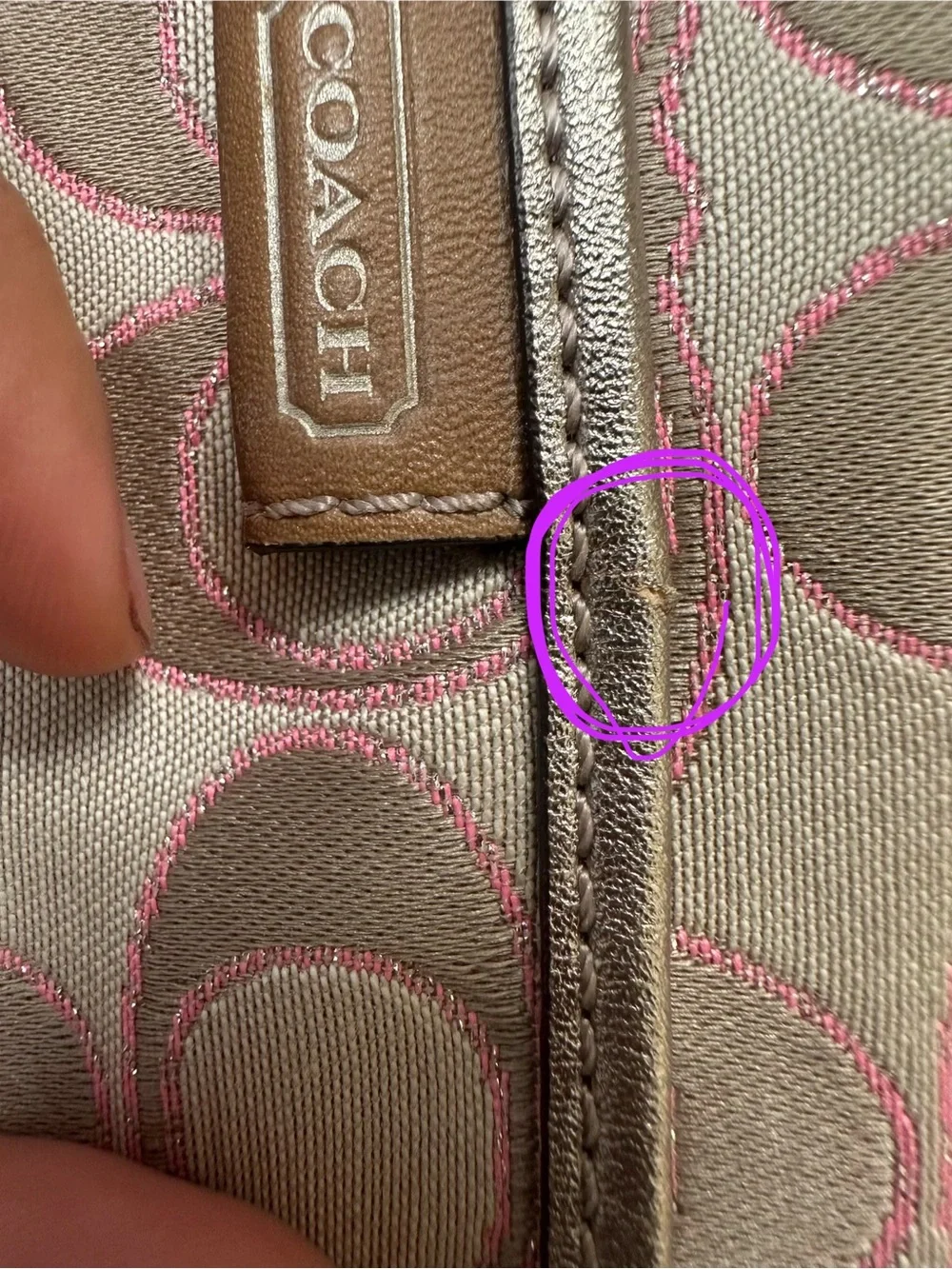 Coach Signature Pink & Silver Jacquard Wristlet Y2K Pouch